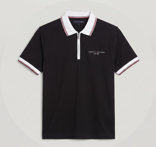 Half Zip Pk Fabric Shirt TH (Black) — view 1