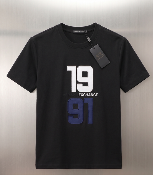 Round Neck 19/91 Cotton Jercy Shirt  (Black) — view 1