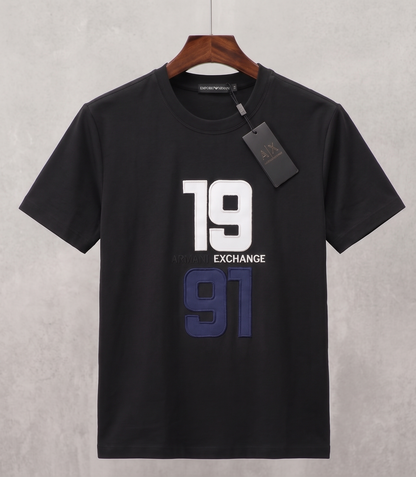 Round Neck 19/91 Cotton Jercy Shirt  (Black)
