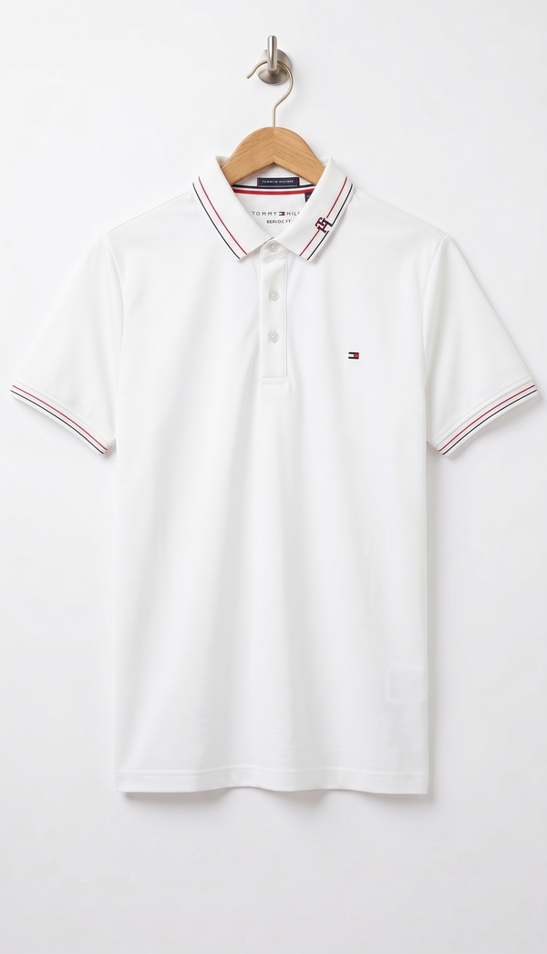 PK Fabric Tipped Collar With Write (White)