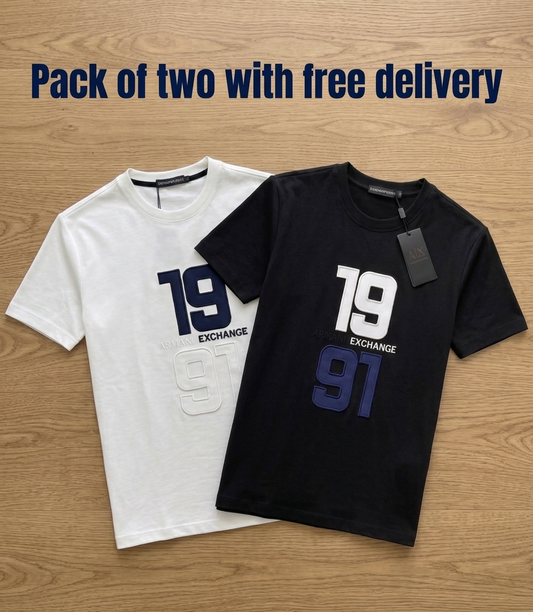 Pack Of Two Round Neck 19/91 Cotton Jercy Shirt