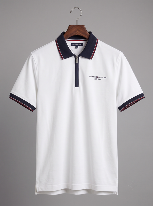 Half zip Pk Fabric TH (White) — hover view
