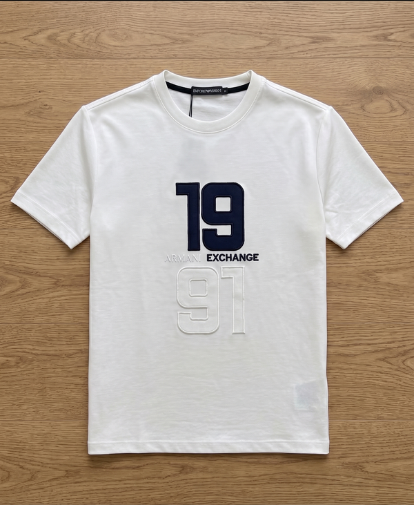 Round Neck 19/91 Cotton Jercy Shirt  (White)